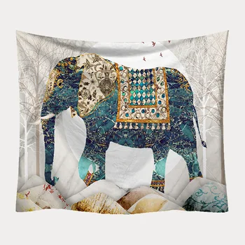 

Retro elephant printed blanket nordic ins explosions tapestry decorative beach towel