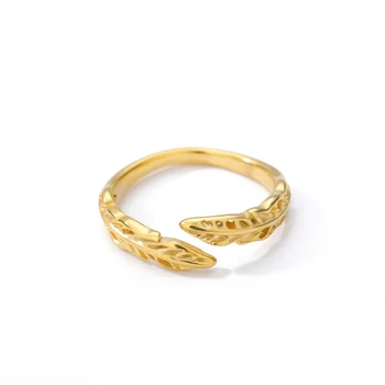 

Elegant Leaf Ring Gold stainless steel Irregular Open Ring Western Europe Ring For Women Fashion Jewelry 2020
