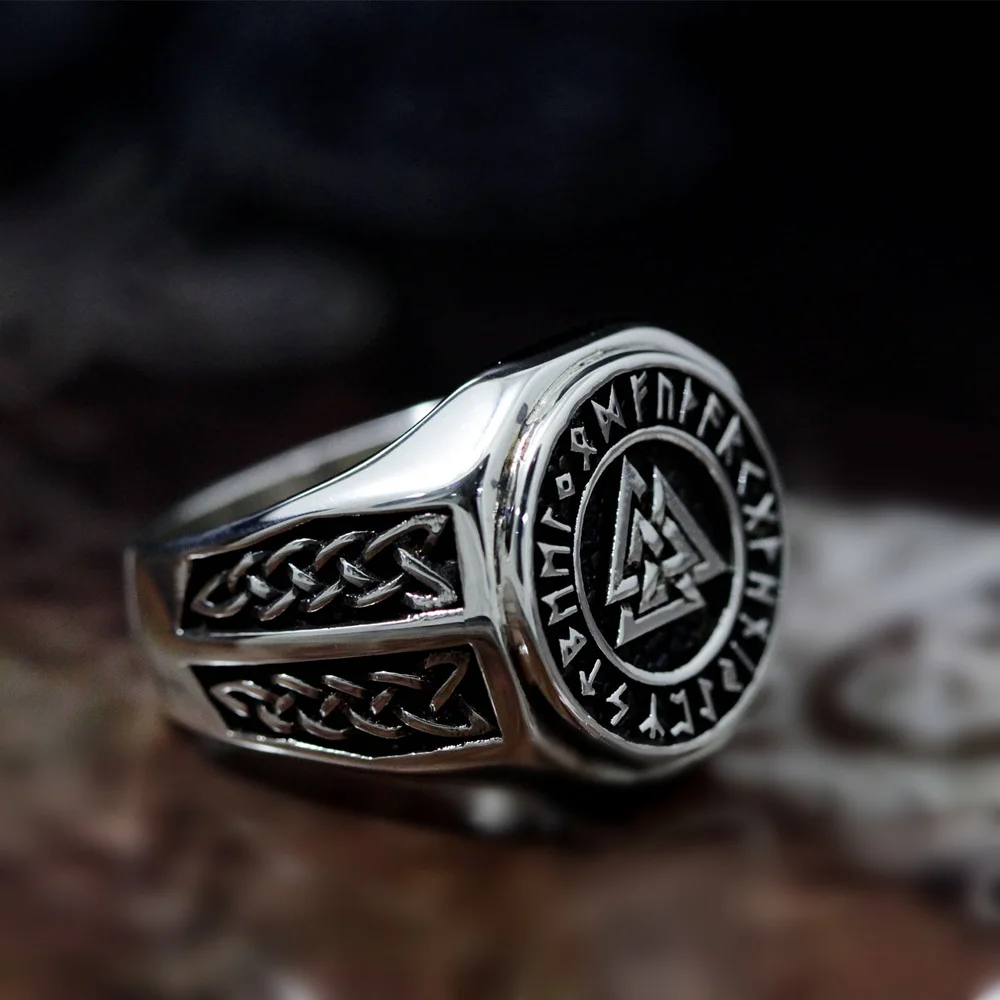 Valknut Viking кольцо из нержавеющей стали с символом, мужские кольца Norse Celtics, руны с узлом, перстень, нордический амулет, ювелирные изделия