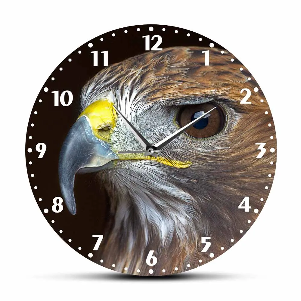 Golden Eagle Prints Decorative Wall Clock Silent Non Ticking Bird Prey Nature Raptor Art Home Decor Frameless Watch | Дом и сад