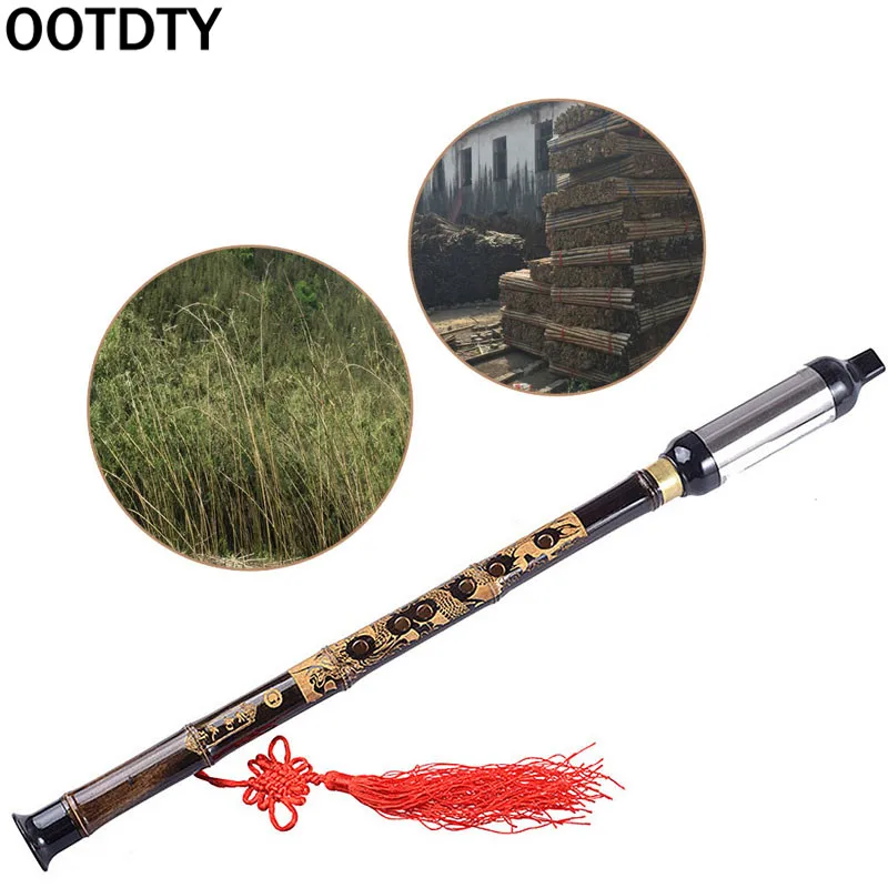 

OOTDTY Flutes Woodwind Black Bamboo Chinese Yunnan Bawu G Key Pipe Music Instrument