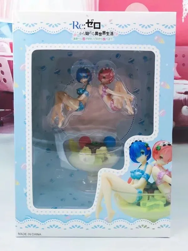 2 шт Аниме Re: жизнь в другом мире от Zero Rem Ram Pudding Wine glass Ver. Сексуальные Девушки ПВХ Фигурки подарочные модельные игрушки