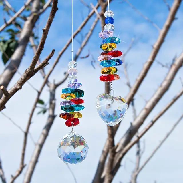 H&D 2 -Es Készlet, Crystal Suncatchers Rainbow Maker Chakra Prizms Függő Medál Ablak Naplója Otthoni Kerti Dekorációs Ajándékhoz - Image 3