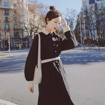 

WOMEN'S Dress New Style Short-height Black and White with Pattern Waist Slimming