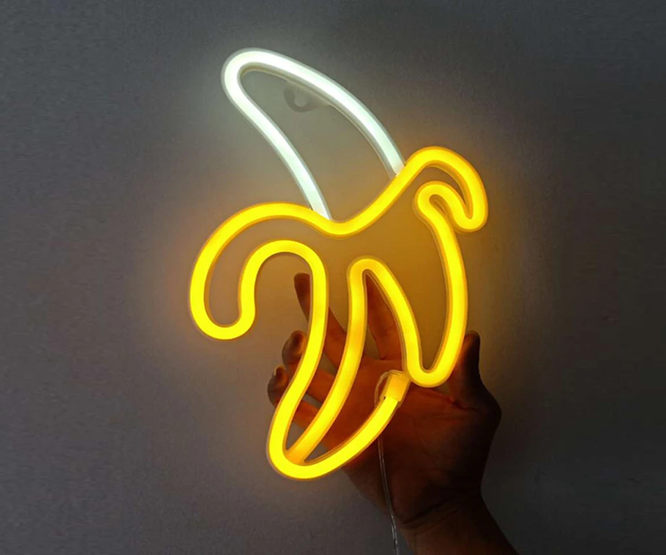 night light for bedroom Banana Led Neon Light Sign Wall Lamp Neon Sign Night Light Aesthetic Room Decor for Birthday Party Decor night table lamps