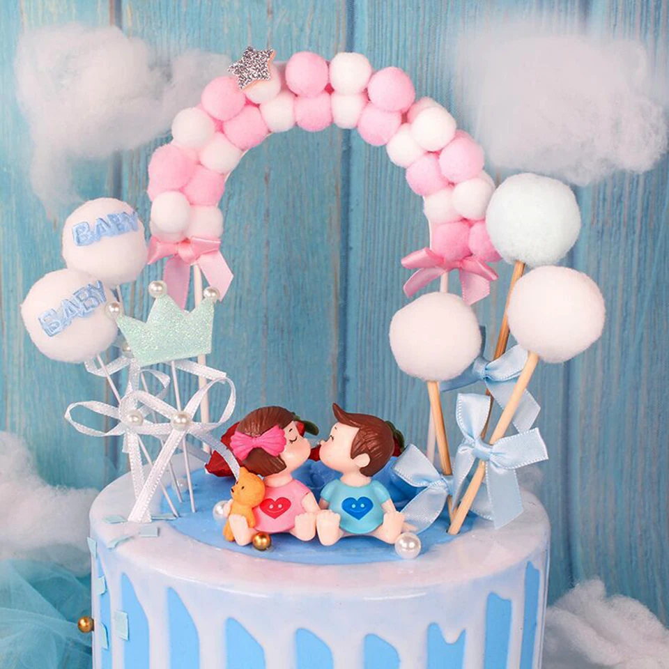 Декоративная арка для торта, Tronzo, розовый, голубой, мягкий, облачный, для торта, Топпер для детского душа, для влюбленных, для дня рождения, сделай сам, флажки для торта вечерние принадлежности