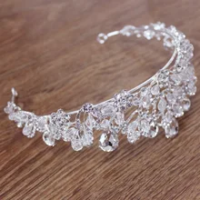 Корейский стиль невесты Корона кристалл ручной работы стекло для изготовления свадебное платье невесты Аксессуары