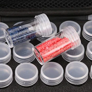 

60Pcs Bottles Transparent Diamond Painting Beads Storage Bottle Embroidery Beads Storage Container Box Bollte Size 2.5x4.7cm