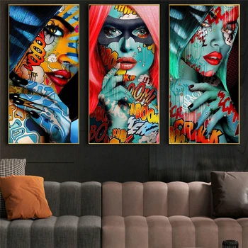 

Graffiti Women Portrait Oil Painting Poster And Prints Wall Decor For Living Room Canvas Painting Wall Art Picture Home Posters