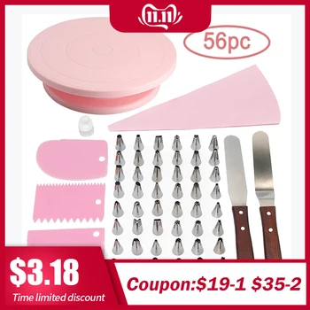 

6Pcs Plastic Cake Turntable Rotating Plastic Dough Knife 10 Inch Decorating Cream Cakes Stand set Cake Rotary Table Baking Tool