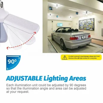 

60W 20000LM 4+1 Blades LED Garage Light E27 Deformable Shop Ceiling Lamp Car Decoration Accessories Garage Light