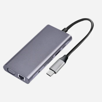 

HOT-Multifunctional Docking Station Type-C 10-In-1 HUB USB Notebook Docking Hub Hub Type C Adapter Docking Station