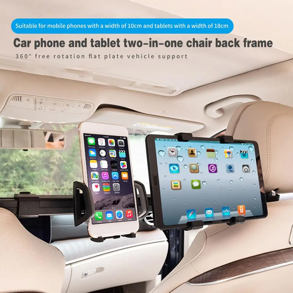 2 In 1 Car Tablet PC Phone Holder Universal Size 360 Degree Rotating Back Seat Headrest Mount