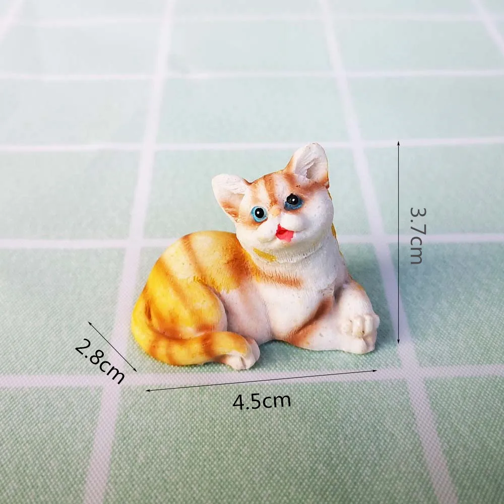 yellow lying cat Cat Husky Dog Bonsai Ornament Animal Model Figurine Home Glass Decor Miniature Craft Garden Fairy Decoration DIY Accessories - Цвет: yellow lying cat