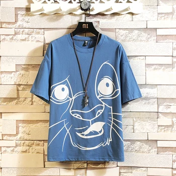 

Fashion Short Sleeves Korea O NECK T-shirt Men's Cotton 2020 Summer Clothes TOP TEES Tshirt Plus Asian Size M-5X