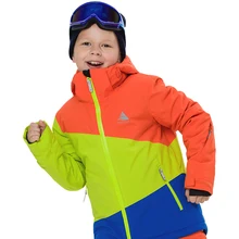 Детская Лыжная куртка, цветная водонепроницаемая ветрозащитная куртка для детей, лыжная куртка, зимняя теплая одежда для спорта на открытом воздухе