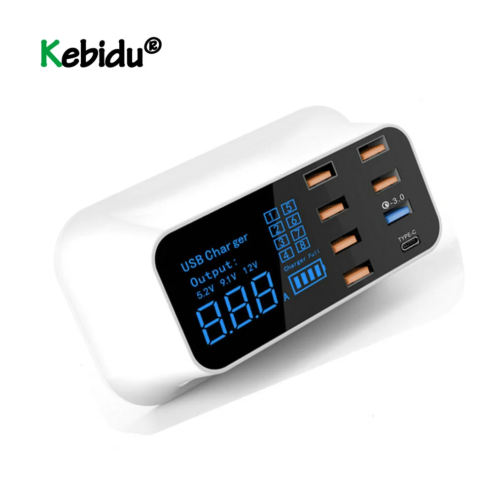 8 портов Быстрая зарядка 3,0 USB зарядное устройство светодиодный дисплей мульти usb зарядная станция телефон планшет адаптер для Android IPhone быстрое зарядное устройство