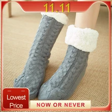 Женские Зимние флисовые Носки, одноцветные толстые нескользящие носки-тапочки, носки для ковров, navidad carnival Fuzzy Plus, бархатные теплые женские подарки