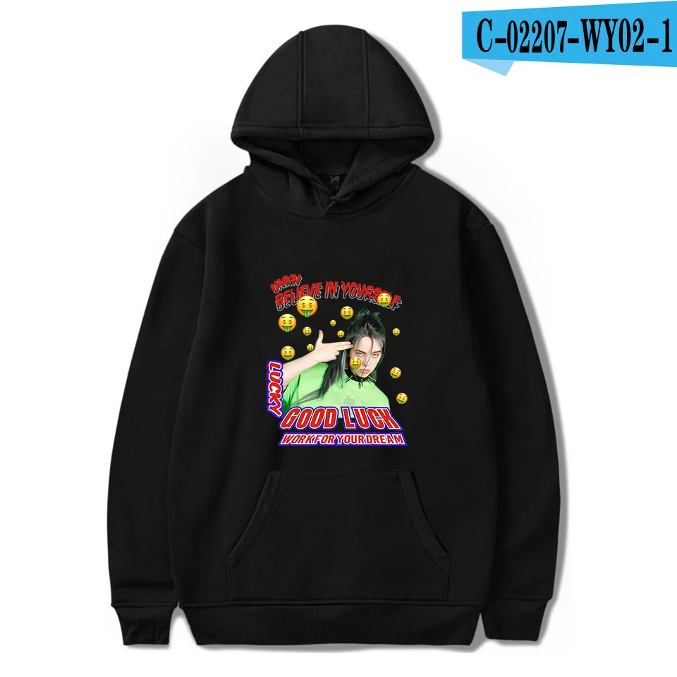 Лидер продаж, Женская толстовка с капюшоном, пуловер Billie Eilish, толстовки с капюшоном для девушек и мужчин, Повседневная поп-Толстовка,, Модная белая спортивная одежда для мальчиков, XXS-4XL - Цвет: As picture