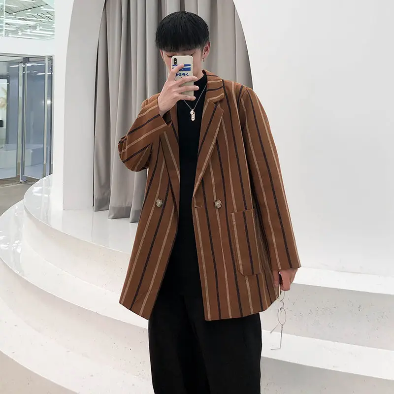 

Men's suit 2020 autumn new slim solid color striped printing long-sleeve suit casual lapel fashion youth men's wear