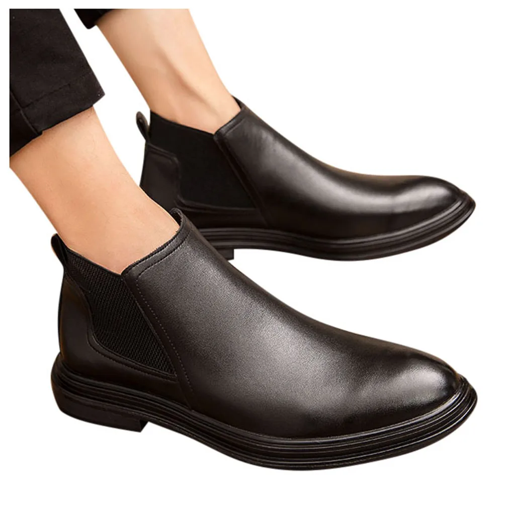 JAYCOSIN/модные мужские ботинки в стиле ретро с острым носком в британском стиле; повседневные дышащие удобные кожаные ботинки «Челси»;#45