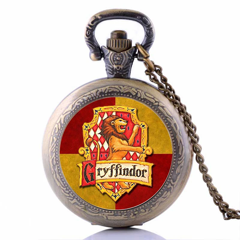 Новая мода GRYFFINDOR Hogwarts школьные Мужские Женские кварцевые карманные часы Аналоговые в виде кулона ожерелье цепь relogio de bolso подарки