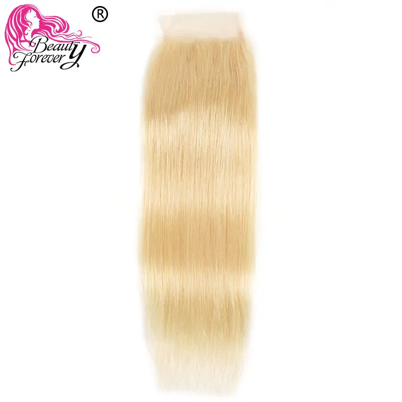 Beauty forever Blonde#613 бразильские прямые человеческие волосы 4*4 часть Remy человеческие волосы швейцарское кружево