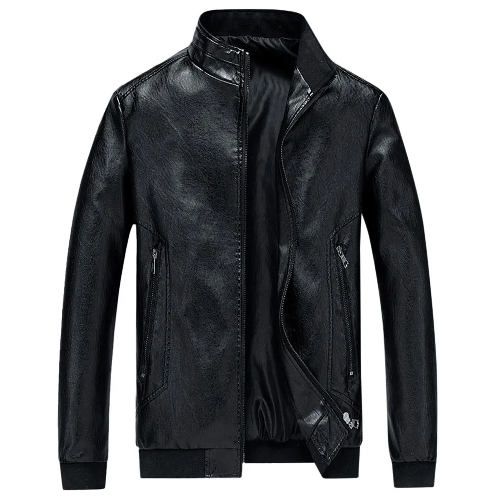 Mountainskin 3XL, мужские кожаные куртки, мужские пальто со стоячим воротником, Мужская мотоциклетная кожаная куртка, байкерские Мотоциклетные Куртки из искусственной кожи