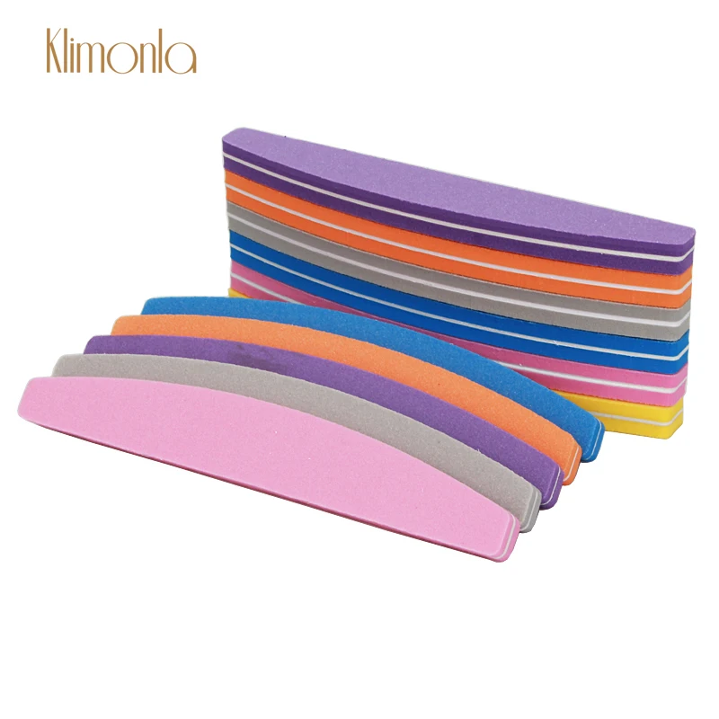 

25Pcs/Pack Professional Nail File 100/180 Grit Mix Color Curve Sponge Buffer Block Polish Lime a ongle Bendable Nail Art Tools