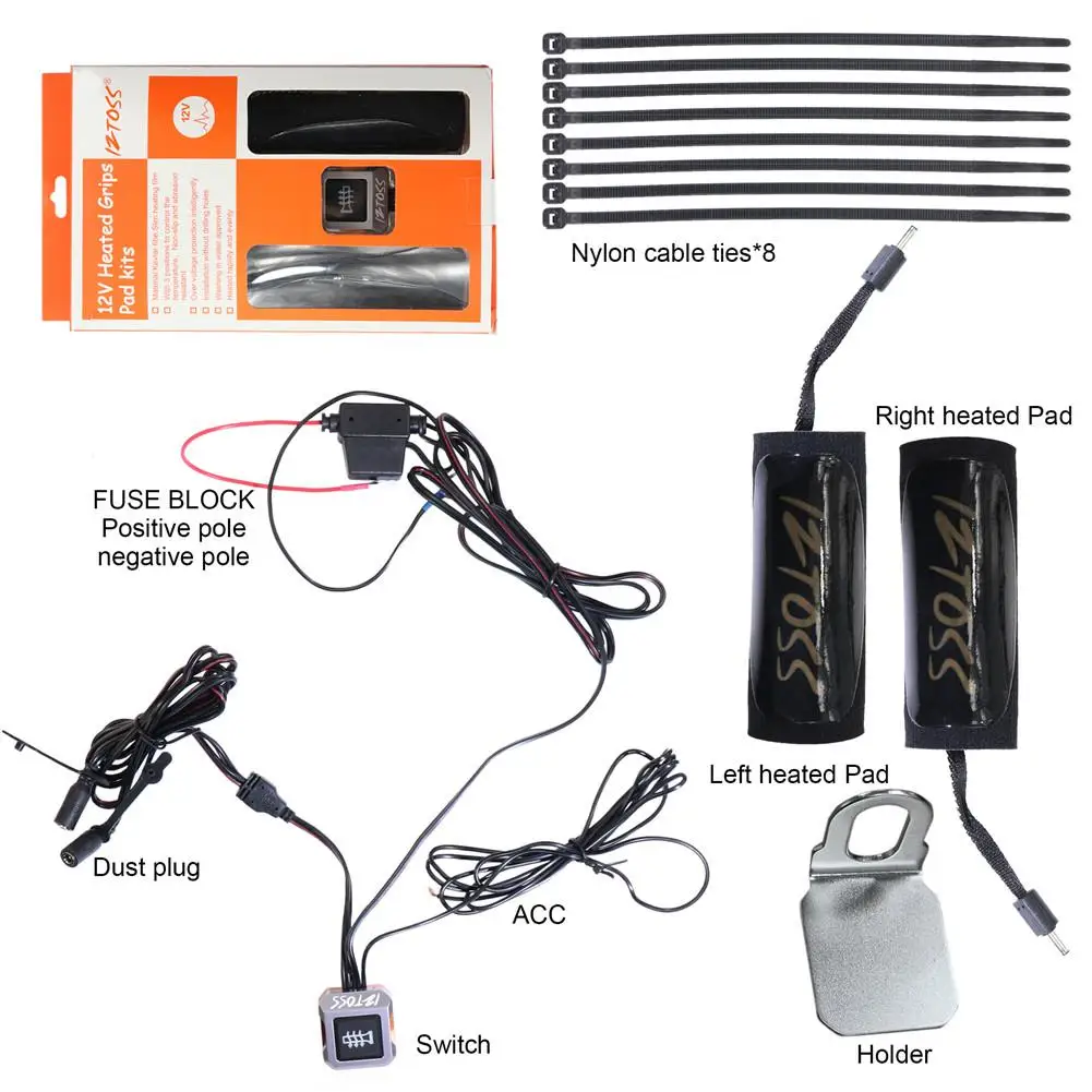 Универсальный 1 пара 12 В мотоцикл с подогревом ручки руль Wi провода переключатель Нагреватель Колодки Наборы 30-36 мм IP67 для мотоцикла ATV Скутер