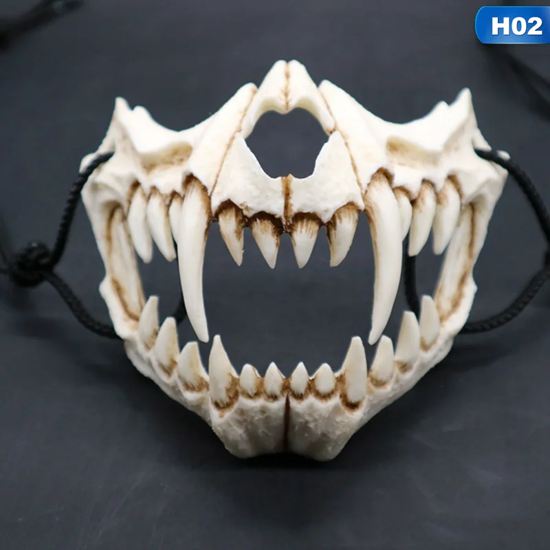 Японская Маска ужасов Хэллоуин Бог дракона Тигр тенгу моли из резины для косплея череп страшные маски маскарадные реквизиты для вечеринки - Цвет: 02