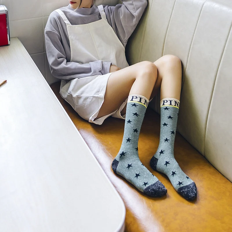 Harajuku Letter Print Breathable Elastic Ankle Socks Autumn Winter Women Men Funny Warm Socks
