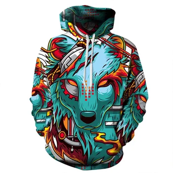 

Starry Wolf Digital Print Hooded Sweatshirt Lovers Baseball Uniform