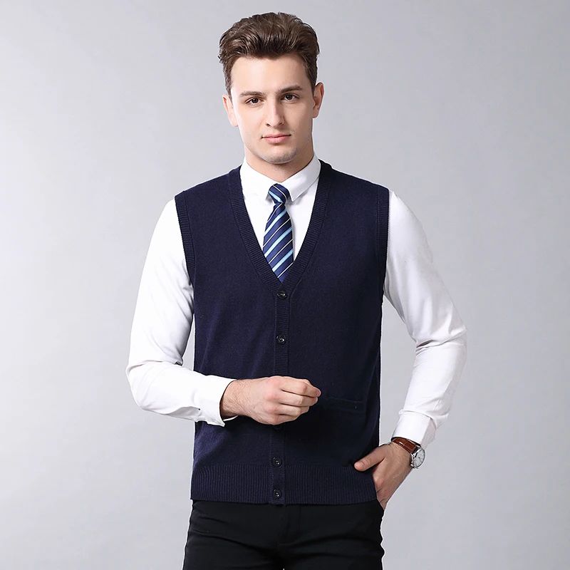 Men Cashmere Knitted Sweater Vest 2019 Autumn And Winter Casual Man