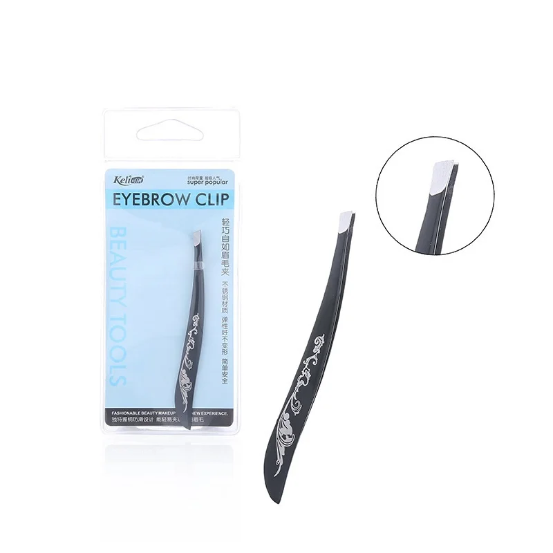 Pinzas negras para cejas, Belleza del cabello de acero inoxidable, brocha para quitar el pelo, herramientas de maquillaje de belleza tslm2, 1 ud.