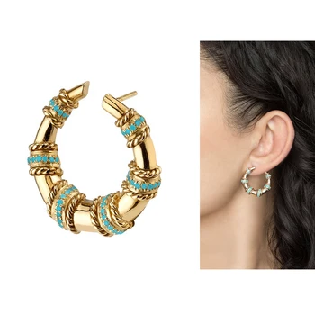 

Trendy Crescent Moon Earrings Ear Jewelry Geometric Round sky blue cz Horn Stud Earrings for Women Christmas Earring Gifts