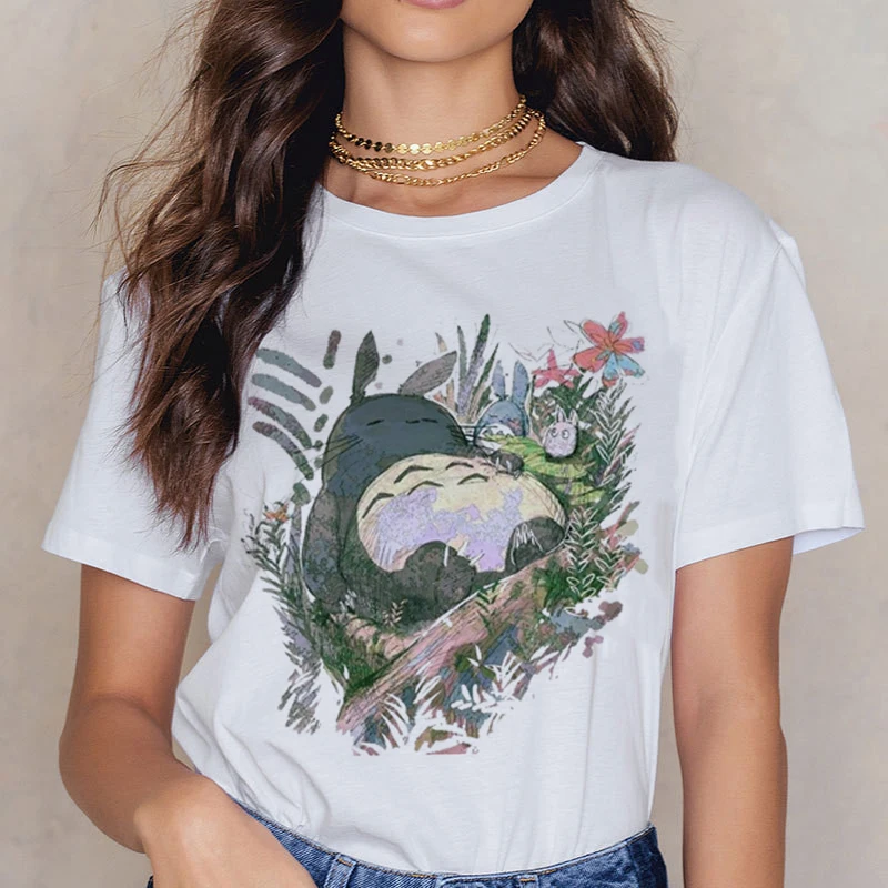 8410 Новая футболка Totoro Studio Ghibli, Женская Футболка Harajuku Ullzang, модная футболка 90s с аниме, футболки с забавными рисунками, женские футболки - Цвет: 8410