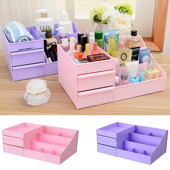 

Large Capacity Makeup Organizer Plastic Cosmetic Storage Box Desktop Drawer Style Jewelry Storage Box 5 Colors