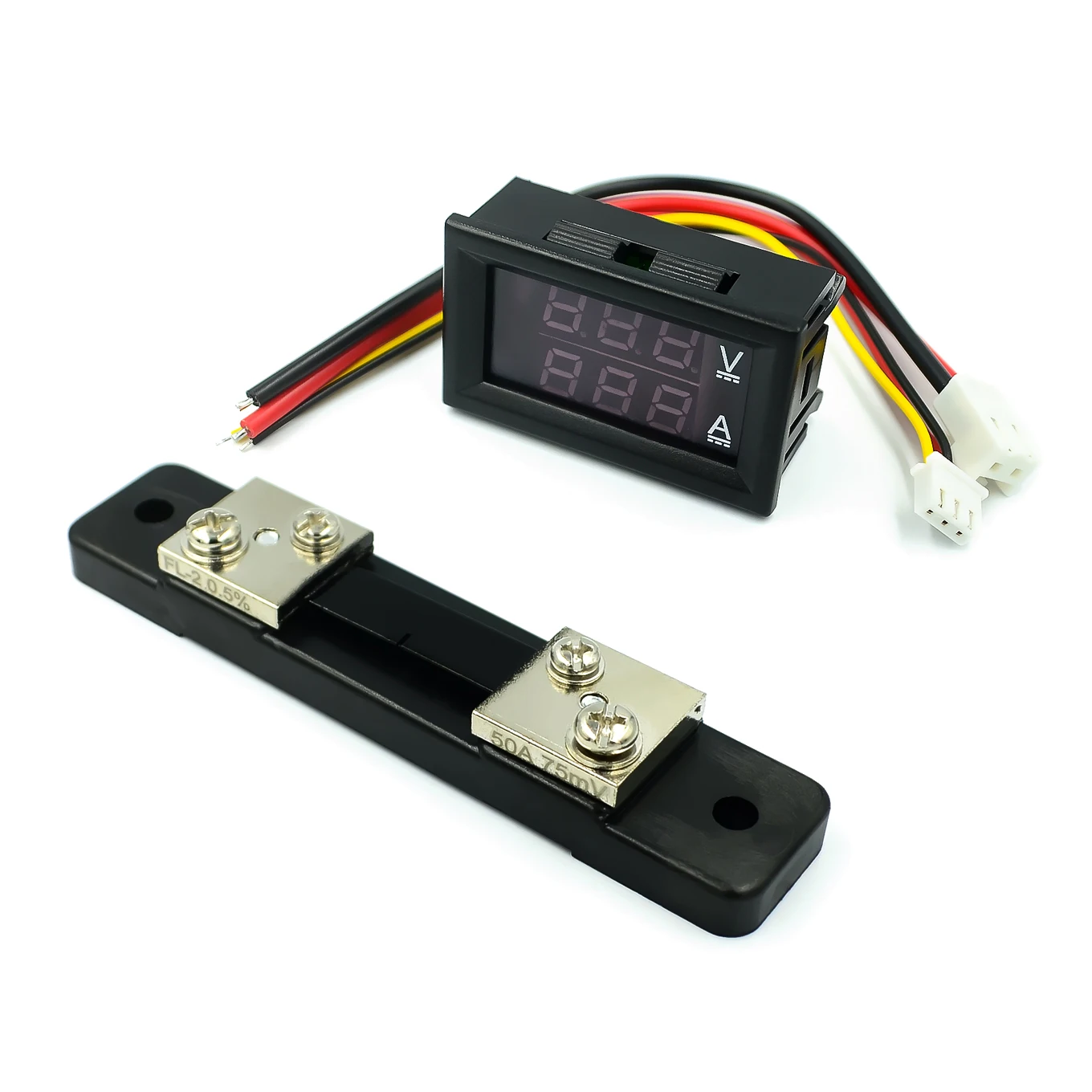 10A RED-RED (50A) Мини 0,28 дюймовый светодиодный цифровой вольтметр амперметр DC 100V 50A 100A вольтамперметр Амперметр индикатор напряжения тестер с шунтом - Цвет: 10A RED-RED (50A)