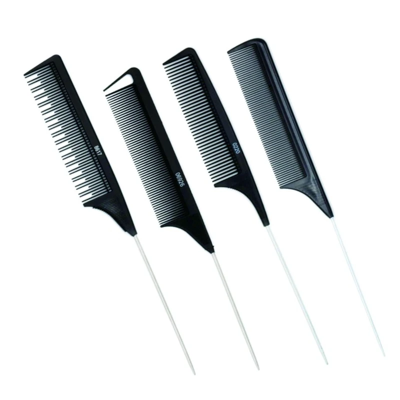 

2021 Hair Salon Beauty Special Steel Needle Tip Tail Hair Comb Hairdressing Plate Hair Styling Anti-static Dense Tooth Comb