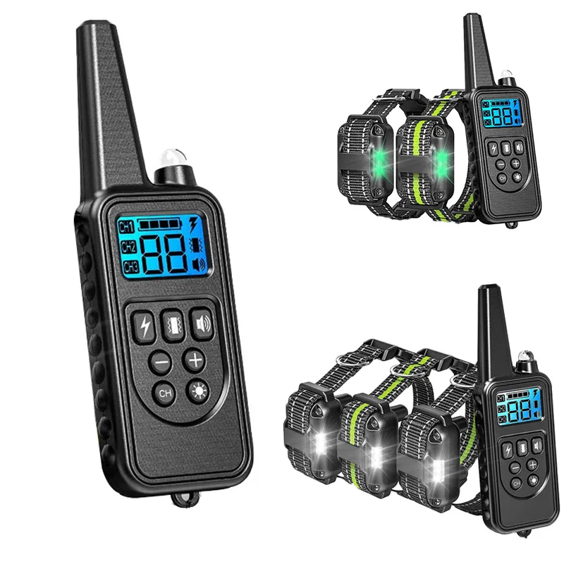 

1Pc Rechargeable Pet Trainer Anti Bark Collar Training Waterproof LCD Shock Training Collar for 1/2/3 Dog