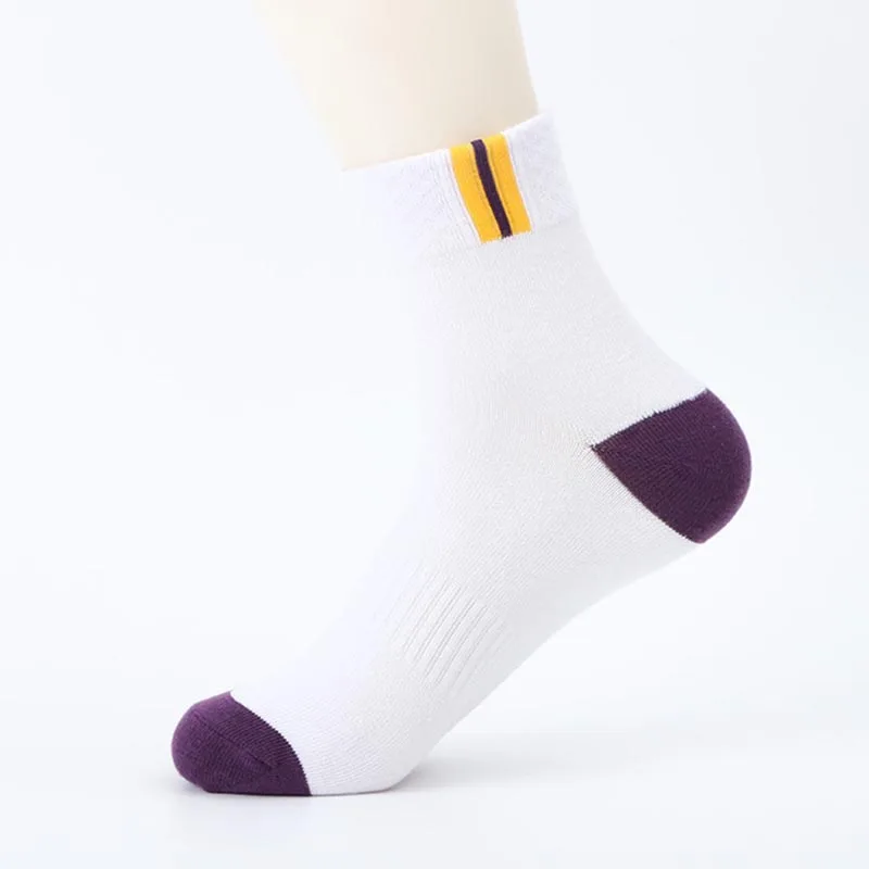 white yellow TW Брендовые хлопковые мужские носки EU39-45(US7-11) в полоску, креативные летние носки, высокое качество, носок для активных занятий для мужчин, кальцитовые носки - Цвет: white yellow TW