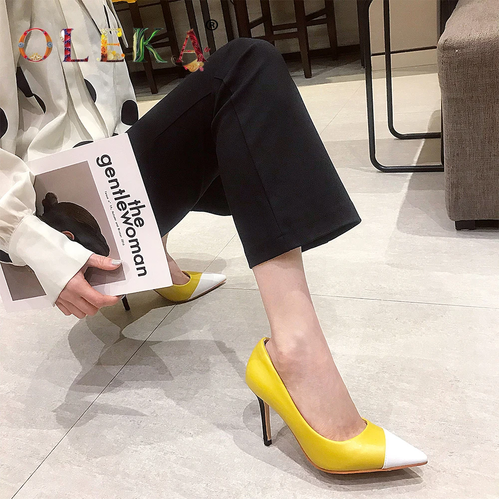 

OLEKA Super High shoes woman Mature Style Fashion Mixed Colors pumps pumps Strange HeelParty Spring/Autumn Basic Pointed Toe