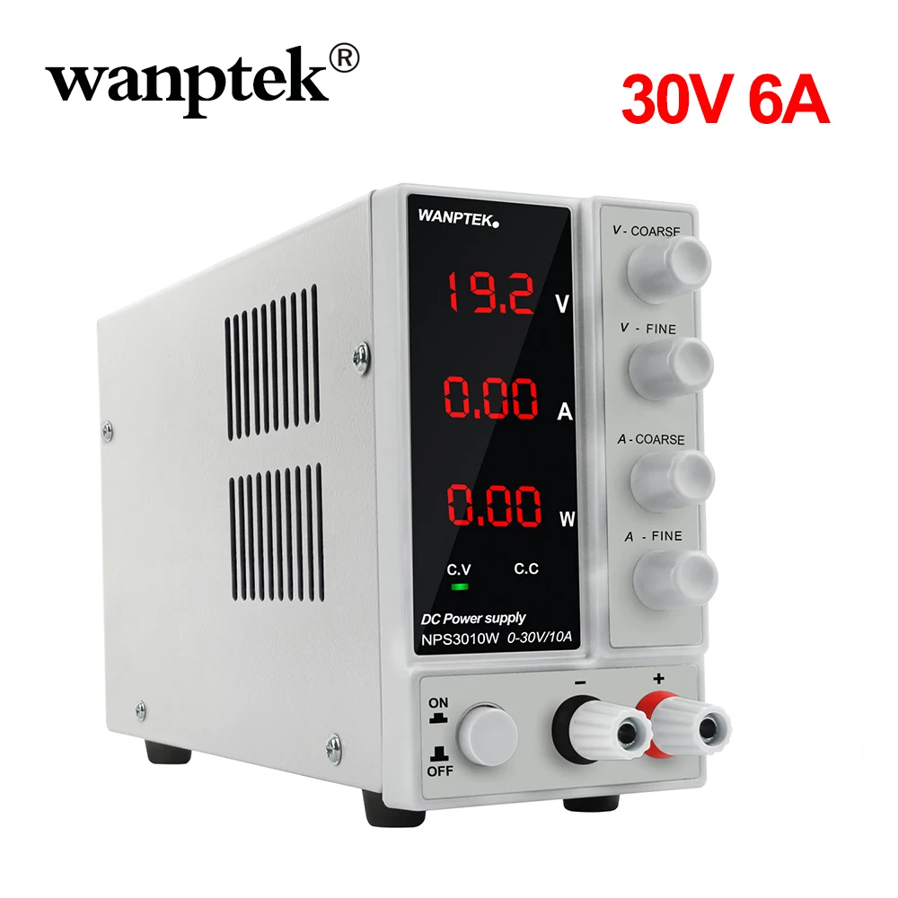 

Wanptek DC Power Supply Adjustable 30V 6A AC 110/220V LED Digital Switching Voltage Regulator Stabilizers Laptop Repair Rework