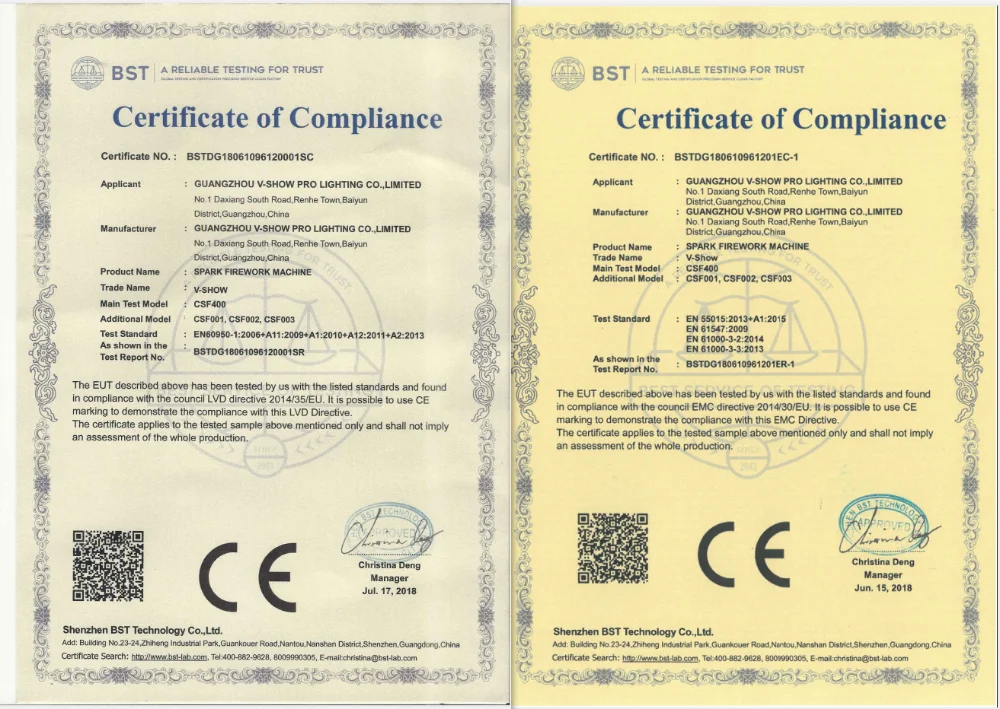 Cold Spark Fireworks Machine  CE LVD EMC