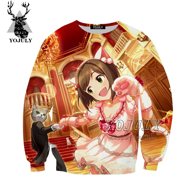 1 YOJULY Idol Master, Детская толстовка Золушки для девочек с 3D рисунком, Детская толстовка с аниме, для мальчиков и девочек, для подростков, модная детская одежда, Kawaii SW114 - Цвет: 1