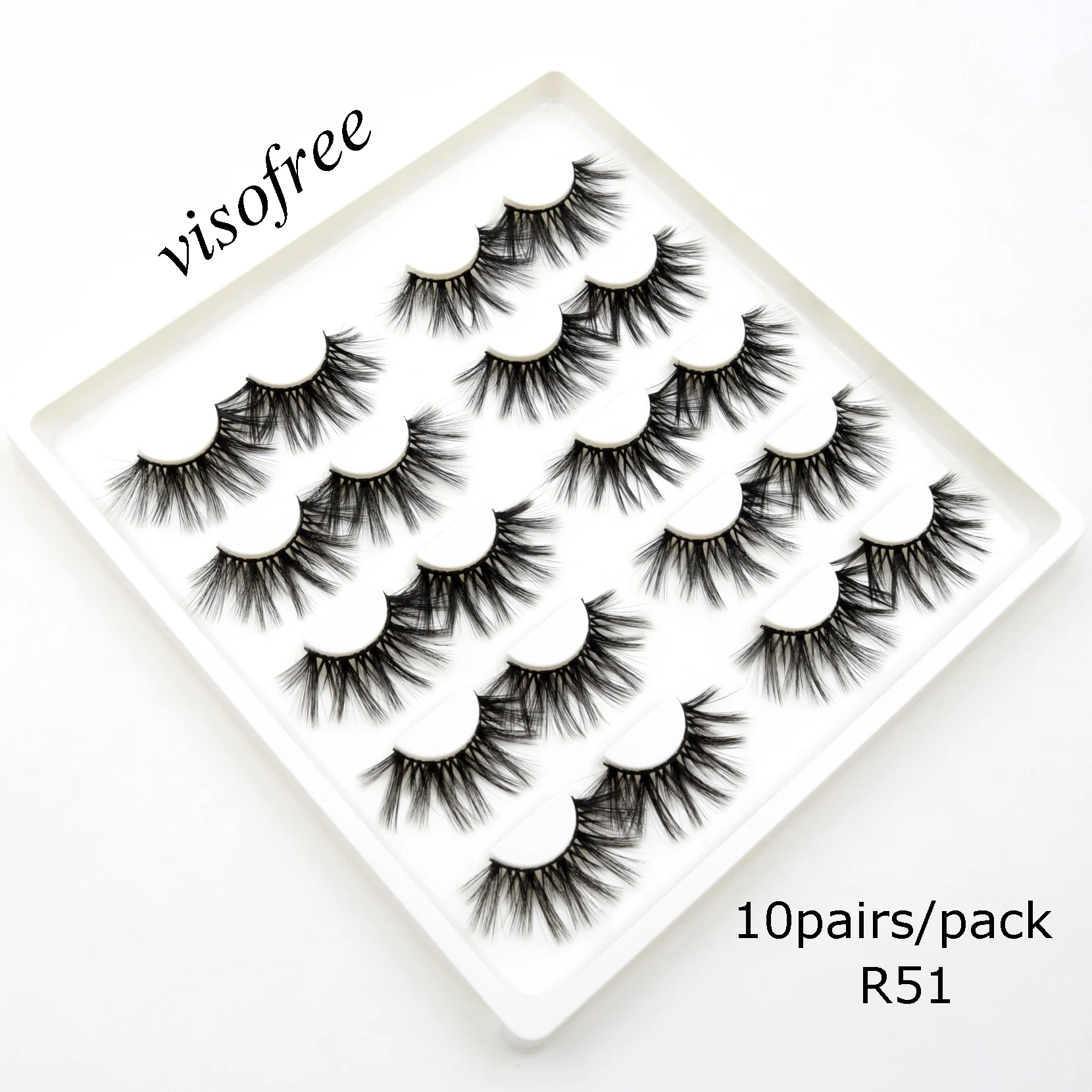 

10 pairs/set visofree faux mink eyelashes Full Volume Thick Eyelashes Extension Mink Hair Eye Makeup Tools Handmade R51