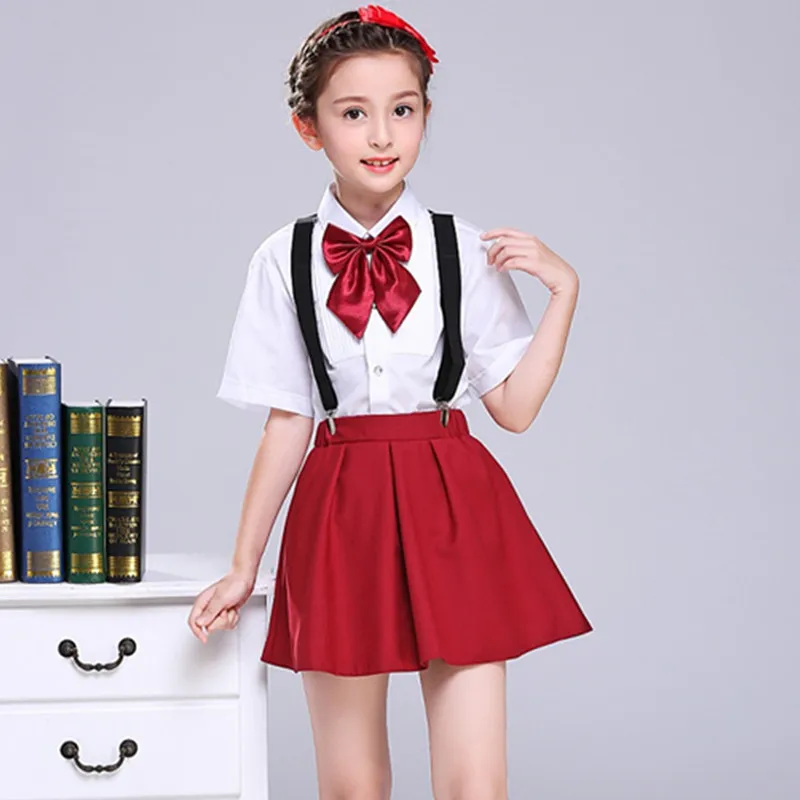 New Style CHILDREN'S DAY CHILDREN'S Costume Chorus Clothing BOY'S Girls Young STUDENT'S Short Sleeve Suspender Pants Performance
