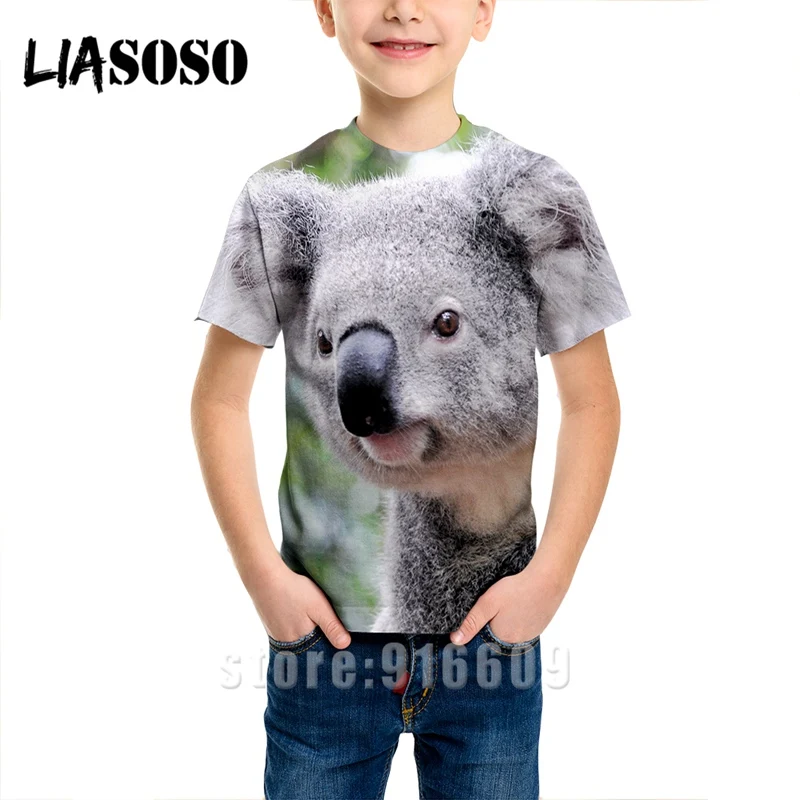 LIASOSO животных коала Детские футболки с персонажами из аниме 3D принт Детская