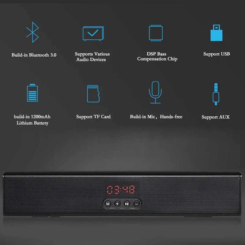 10 Вт Bluetooth динамик Беспроводная колонка стерео ПК динамик s громкий динамик Саундбар ТВ Поддержка TF карта USB MP3 Воспроизведение для компьютера